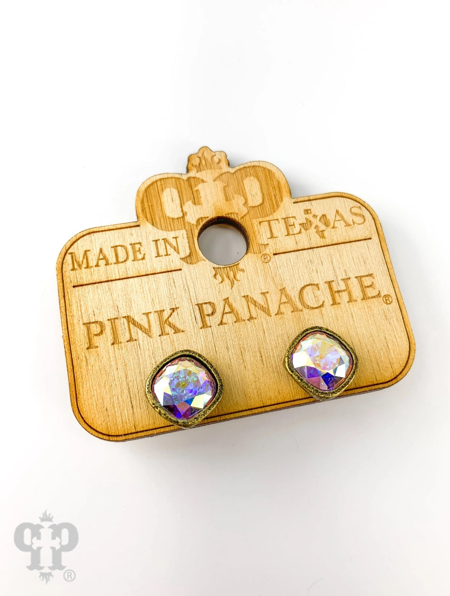 Pink Panache Square Austrian Crystal Post