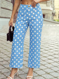 Blue & White Polka Dot Patched Pocket Pants