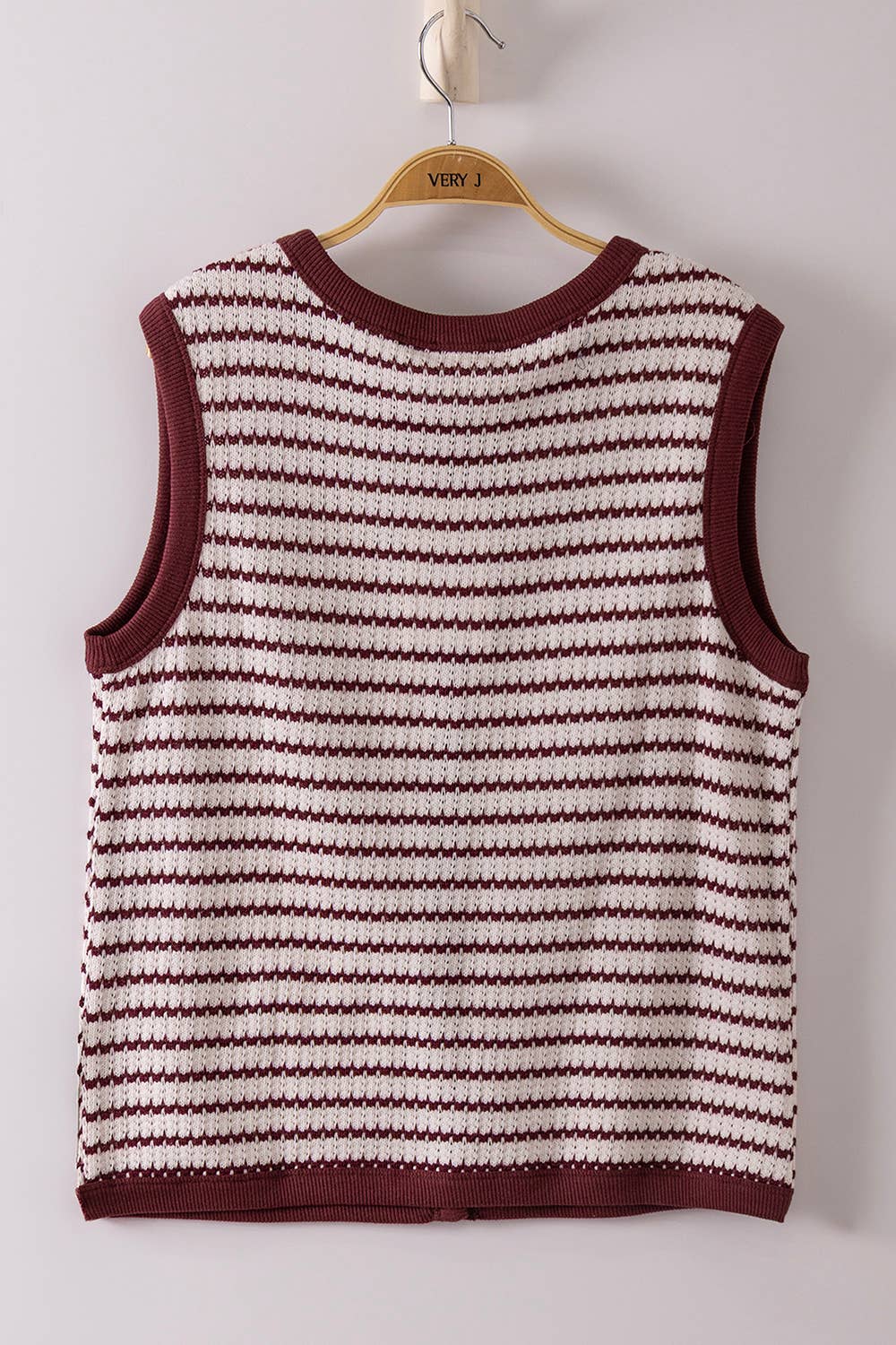 Stripe Knit Button Down Top