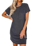 Casual Ribbed T-Shirt Short-Sleeved Dress