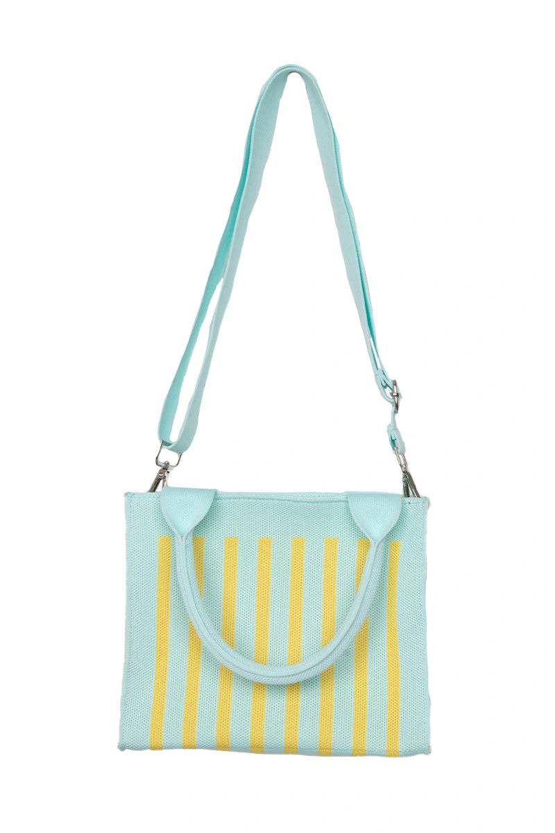 Mint Striped Wholesale Structured Mini Tote Bags