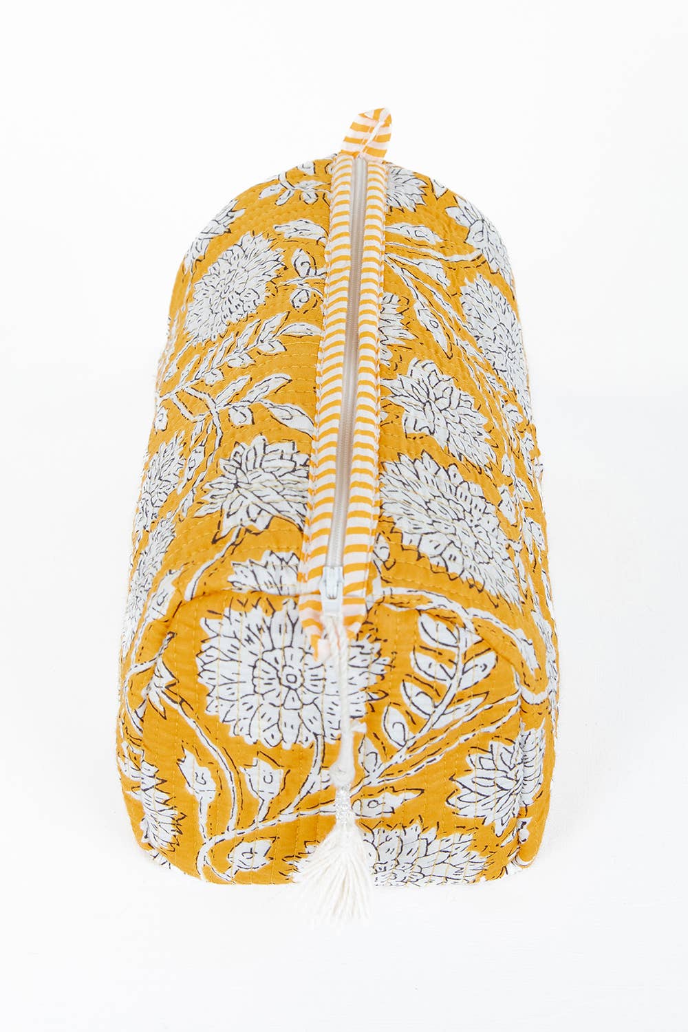 Yellow Floral print Quilted Cotton Toiletry Bag Set