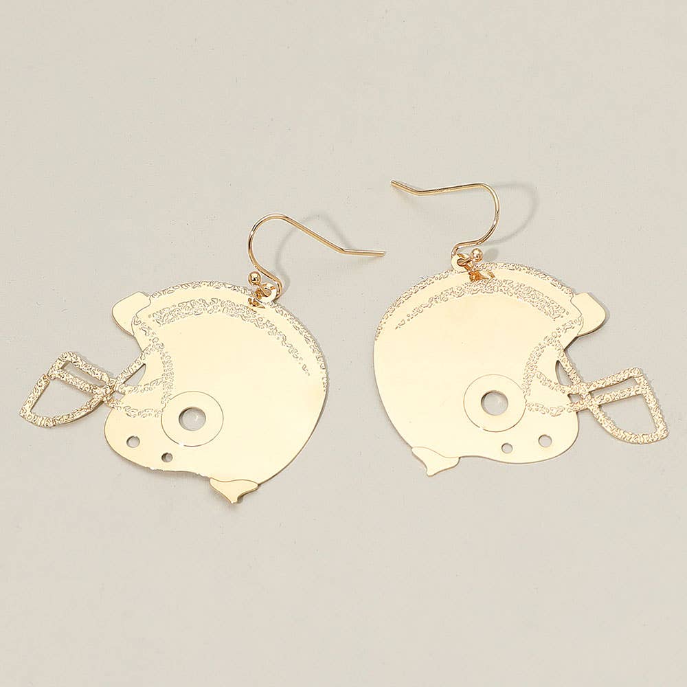 Metal Cutout Football Helmet Dangle Earrings