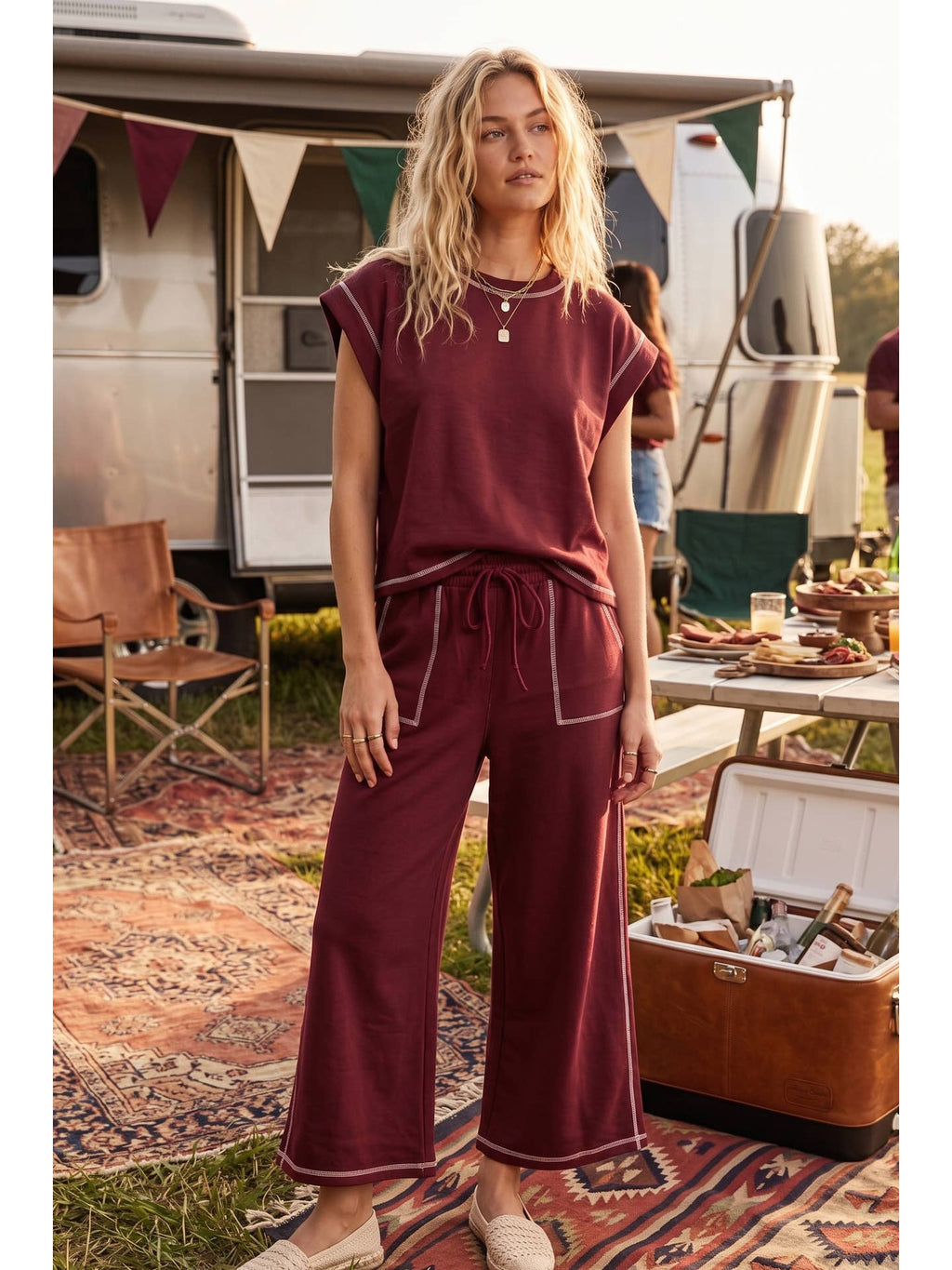 Scuba Contrast Stitch Lounge Set