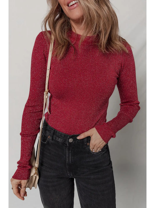 Keigan Mesh Top Maroon Glitter