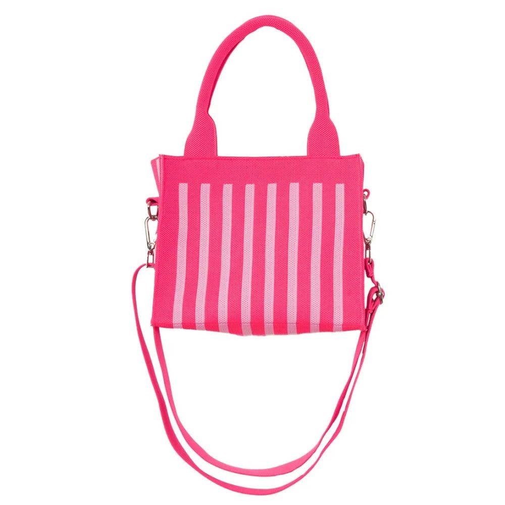 Hot Pink Striped Mini Tote Handbag