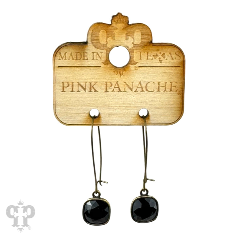 Pink Panach Square Austrian crystal on kidney wire earring
