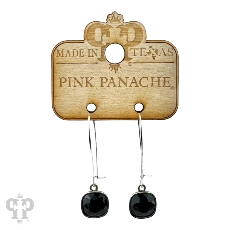 Pink Panach Square Austrian crystal on kidney wire earring