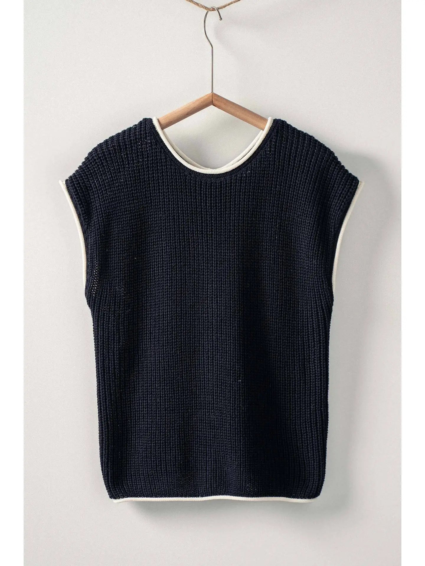 Black Button Back Cotton Sweater Vest