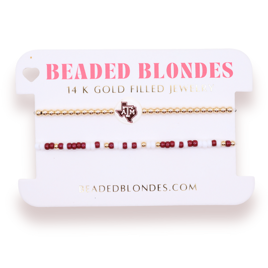 TAMU/Aggies Logo + Sprinkle Bracelet Stack