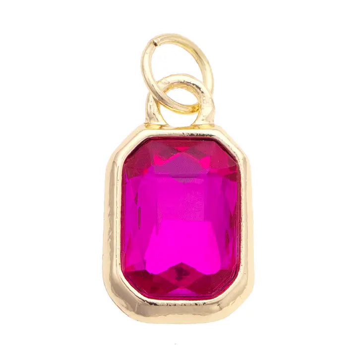 Emerald Cut Rhinestone Charm