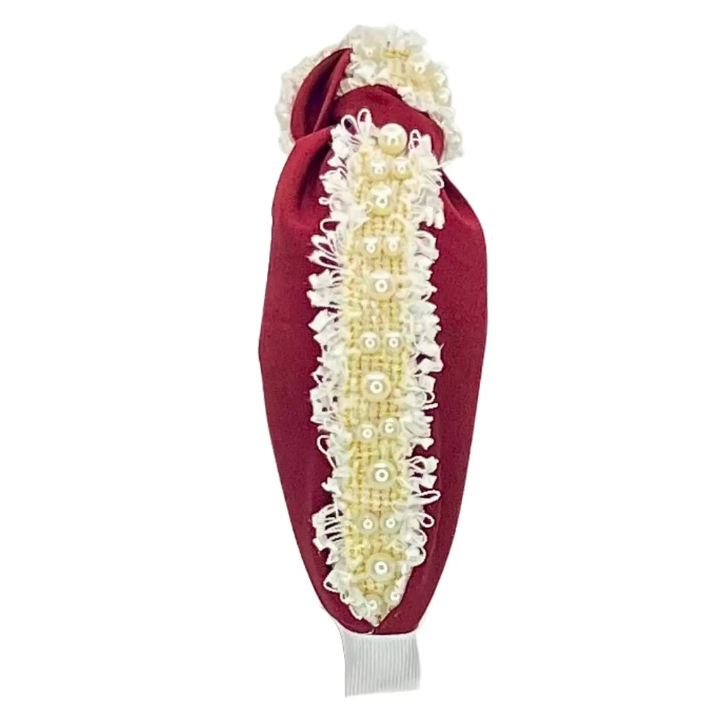 Maroon with Pearl Trim Headband