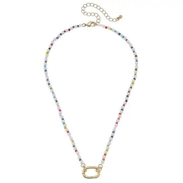 Mini Mazie Rainbow Pearl Ivory Charm Necklace