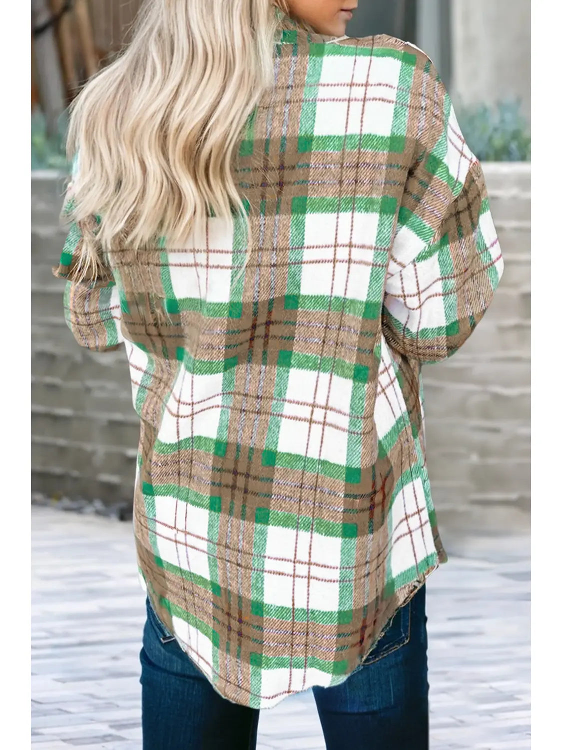 Khaki Plaid Casual Flannel Shacket