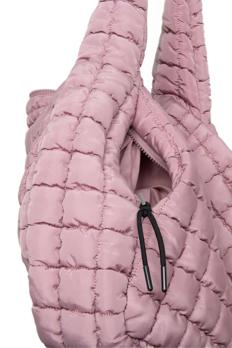 Mauve Quilted Hobo Tote Bag