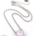 Pink Panache Austrian Square Crystal Chain Necklace, 12mm BLUSH SILVER