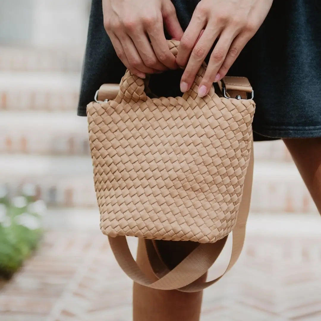 Camel Woven Easter Bucket Bag