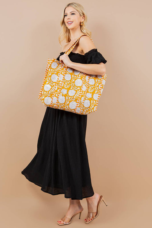 Quilted Tote Bag YELLOW