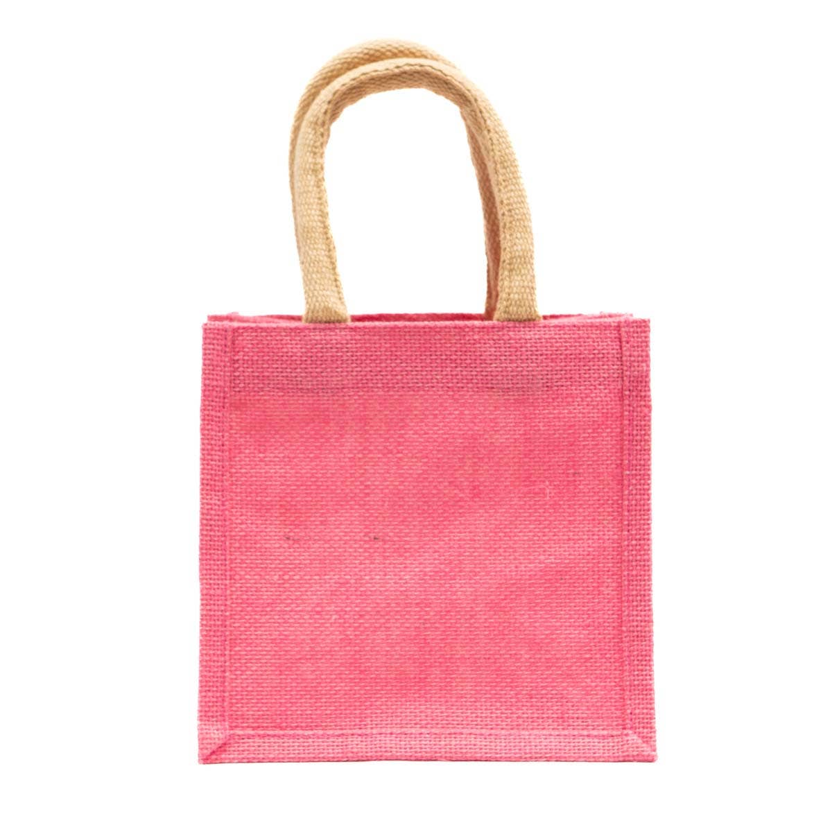 Jute Petite Gift Tote   Hot Pink   7x7x5