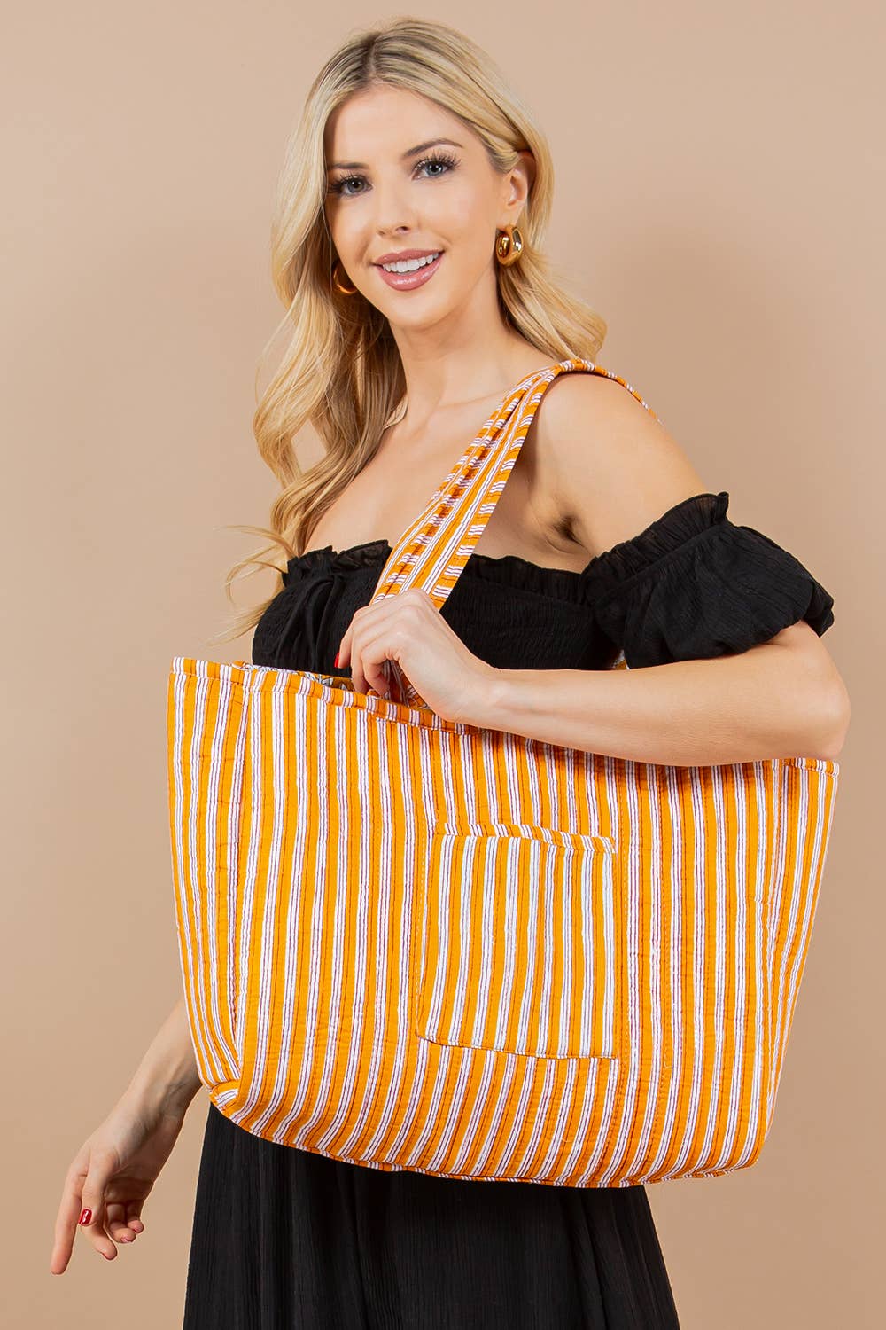 Quilted Tote Bag YELLOW