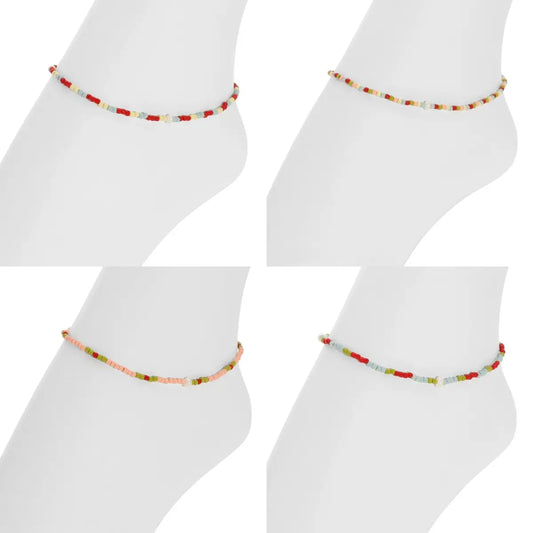 Seed Bead Pearl Accent Anklet