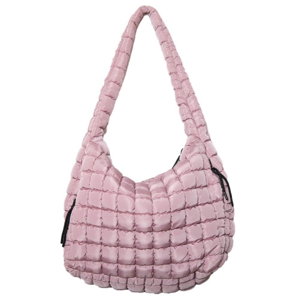 Mauve Quilted Hobo Tote Bag