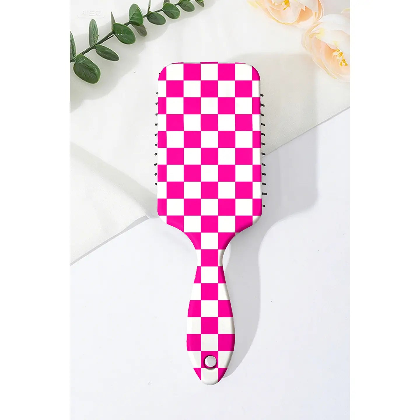 Checkered Print Hair Brush