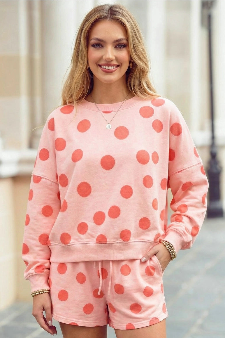 Polka Dot Spring Drop Shoulder Set