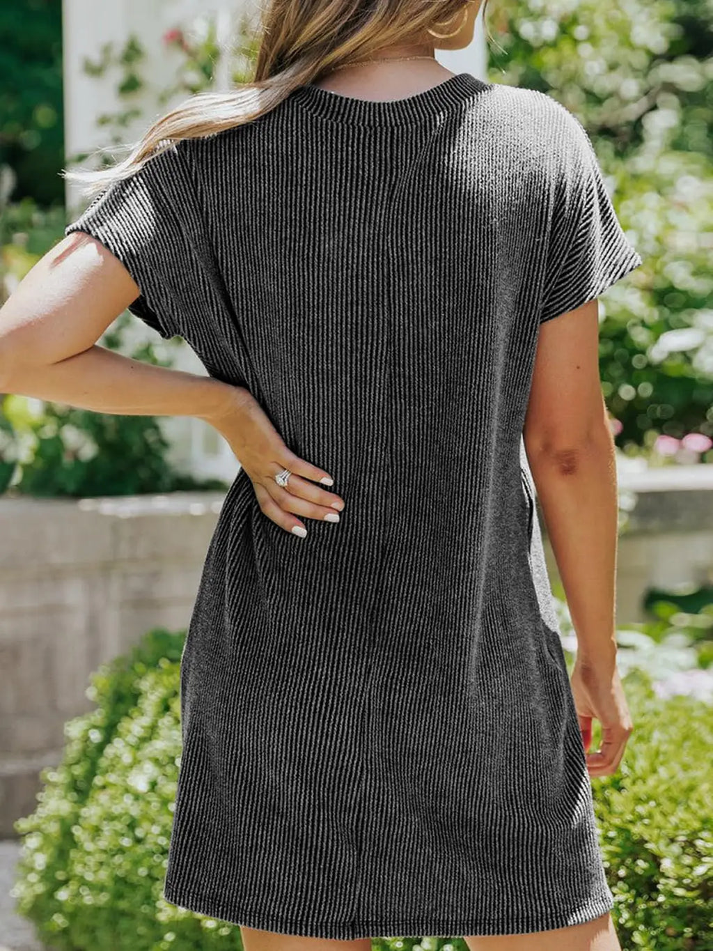 Casual Ribbed T-Shirt Short-Sleeved Dress