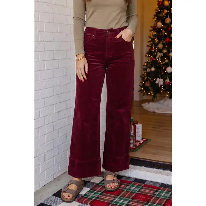 Corduroy Holiday High Waist Wide Leg Pants
