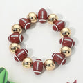 Football Gold Beaded Stretch Bracelet