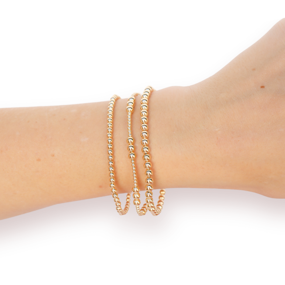 ILY + 3MM + 4MM Bracelet Stack in Gold