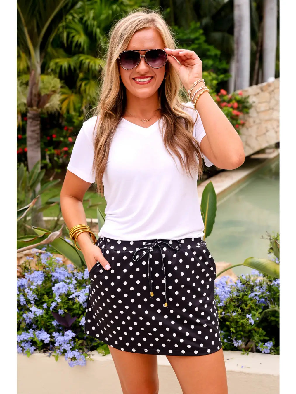 After Dark Polka Dot Black Skort