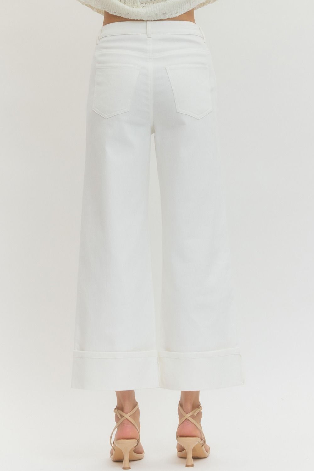 Solid White Mid-Rise Ankle Length Pants