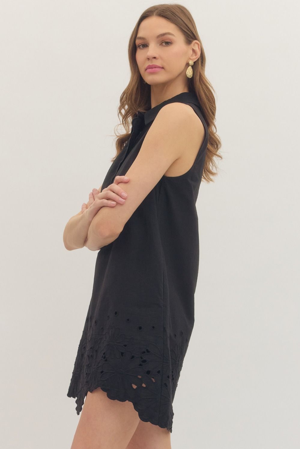 Black Scallop Trim Dress