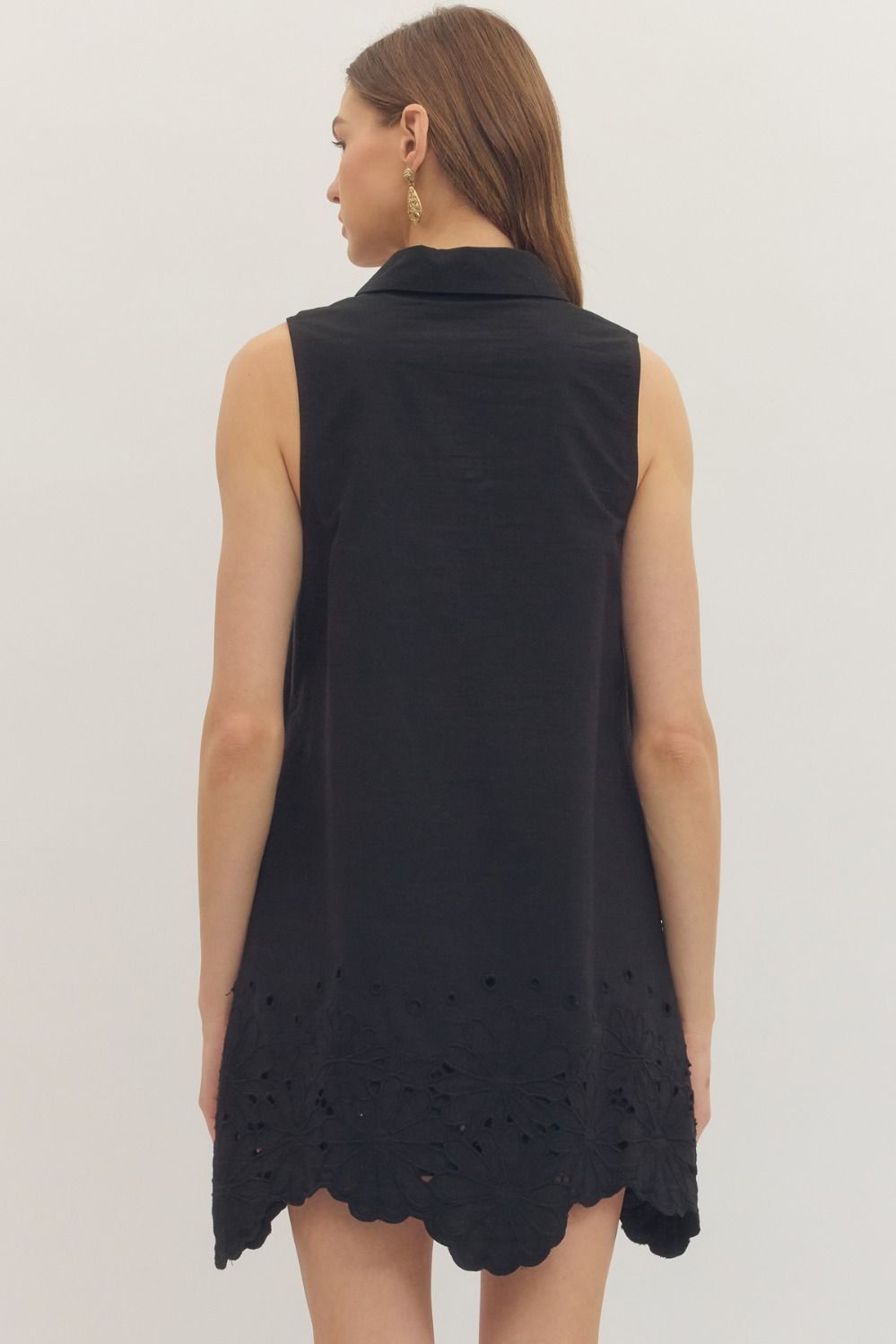 Black Scallop Trim Dress