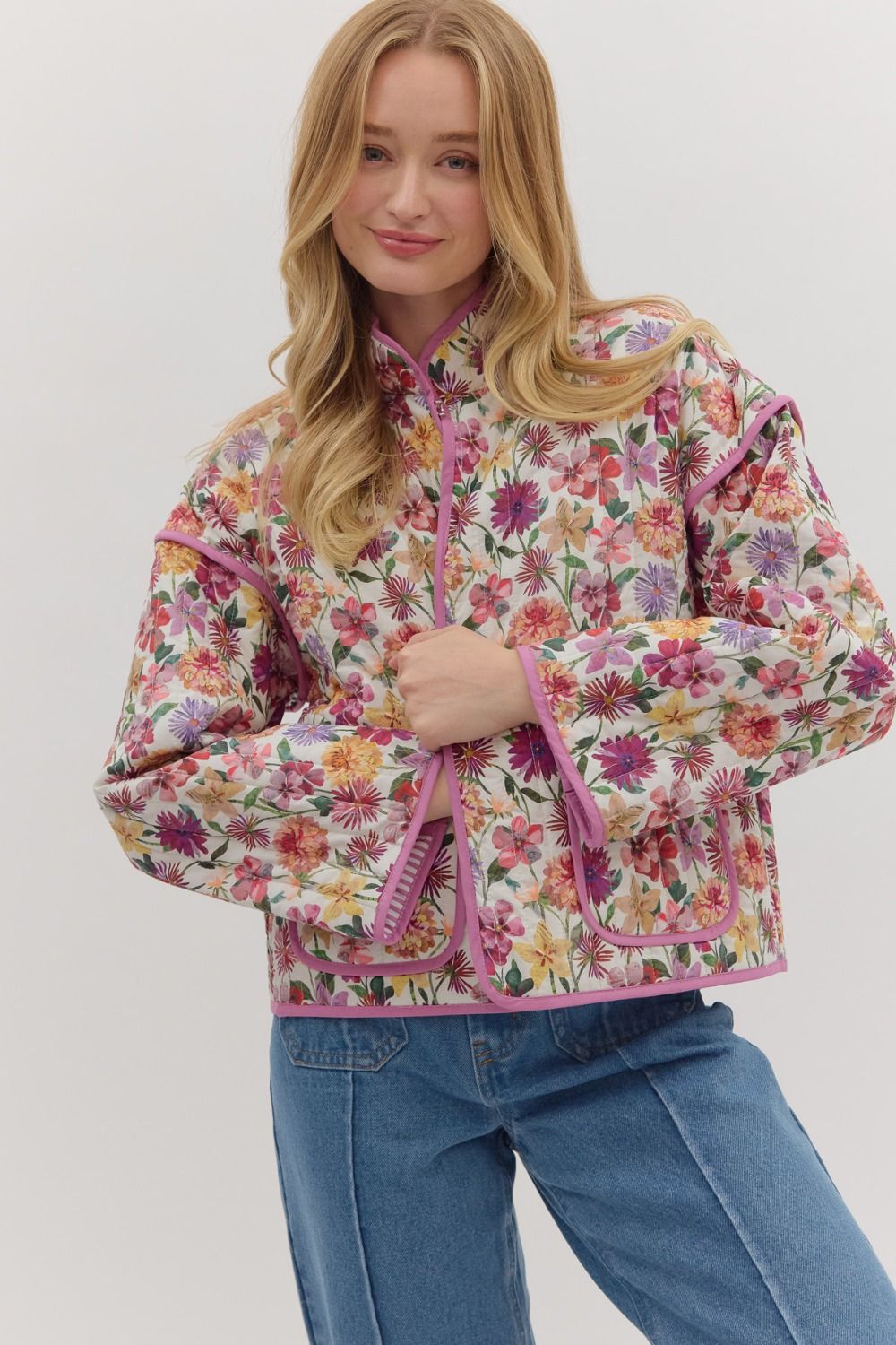 Botanical Print Quilted Jacket