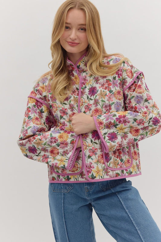Botanical Print Quilted Jacket