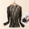 Mesh Long Sleeve Lace Blouse