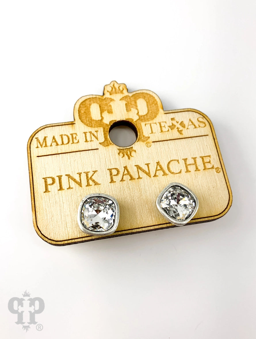 Pink Panache Square Austrian Crystal Post