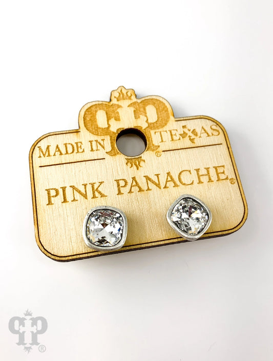 Pink Panache Square Austrian Crystal Post