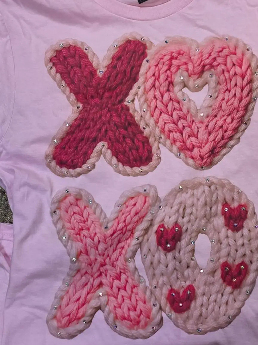 XOXO Sewn Rhinestone Valentine Tee
