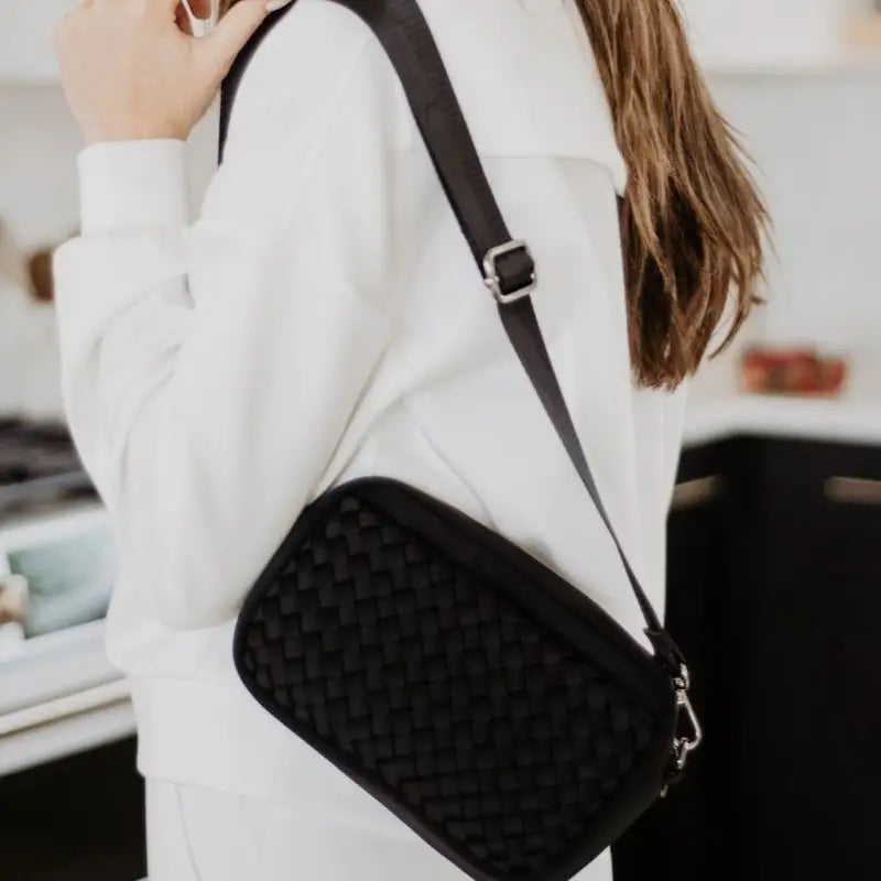 Black Woven Crossbody Bag