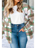 Khaki Plaid Casual Flannel Shacket