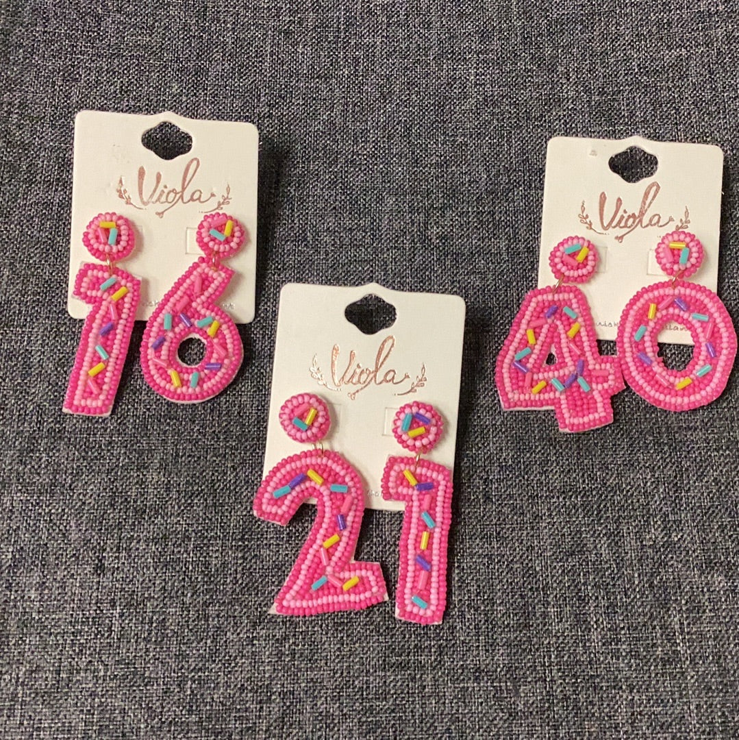 Beaded Birthday Age Earrings