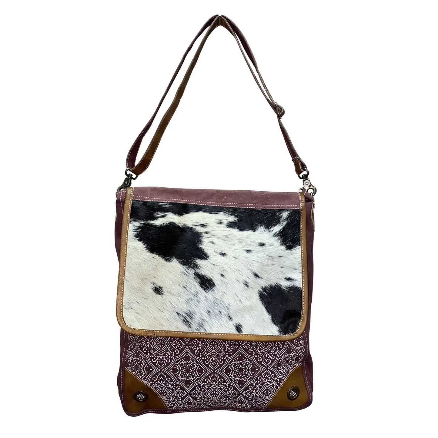 Printed Canvas and Hide Crossbody