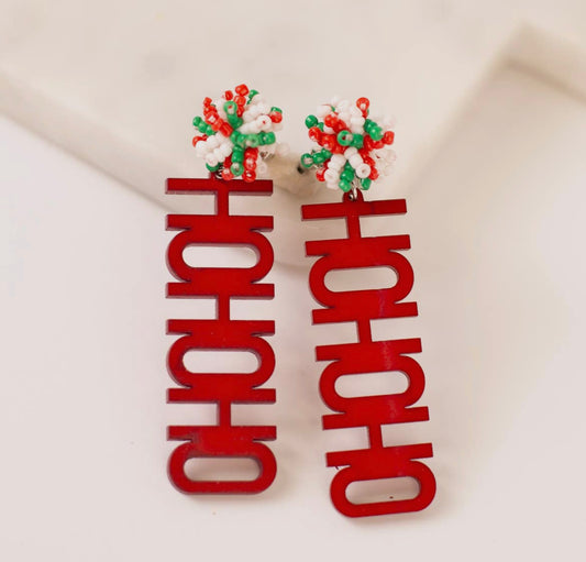 HoHoHo Pom Pom Earrings Red