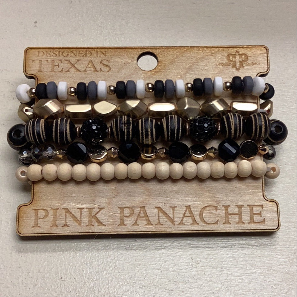 Pink Panache Black/Gold 5pc Bracelet