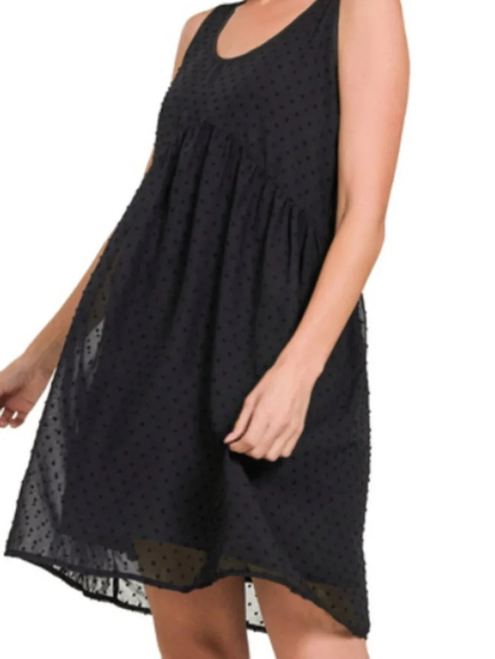 Sheer Black Polka Dot Sleeveless Mini Dress