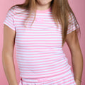 LULU MAC Stripe Monochrome Baby Doll Top - Light Pink